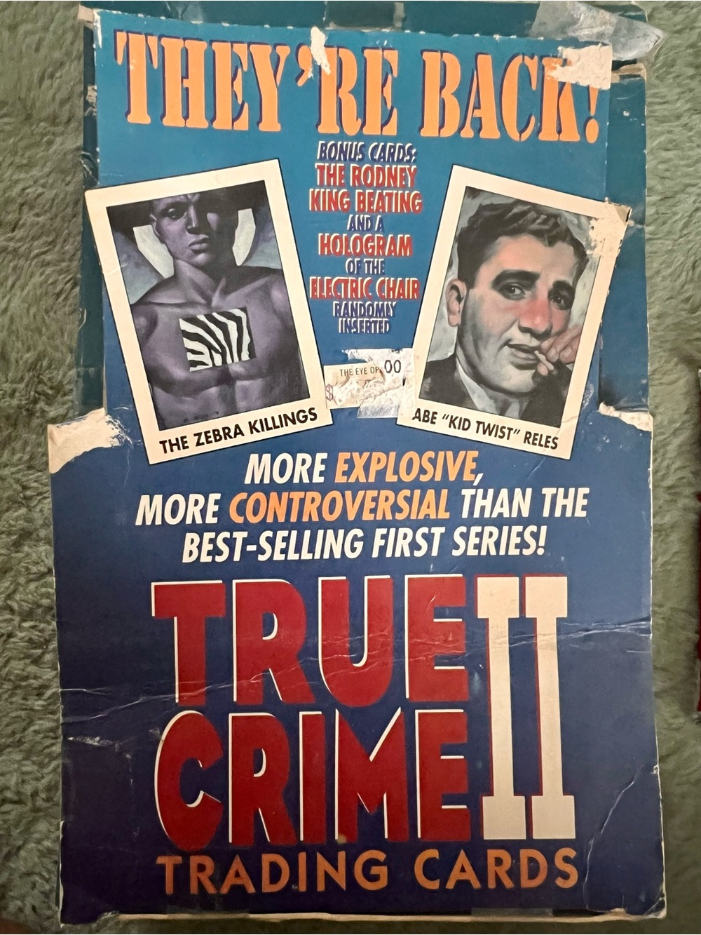 True Crime II Trading Cards Vintage Box Front - Blue & Red